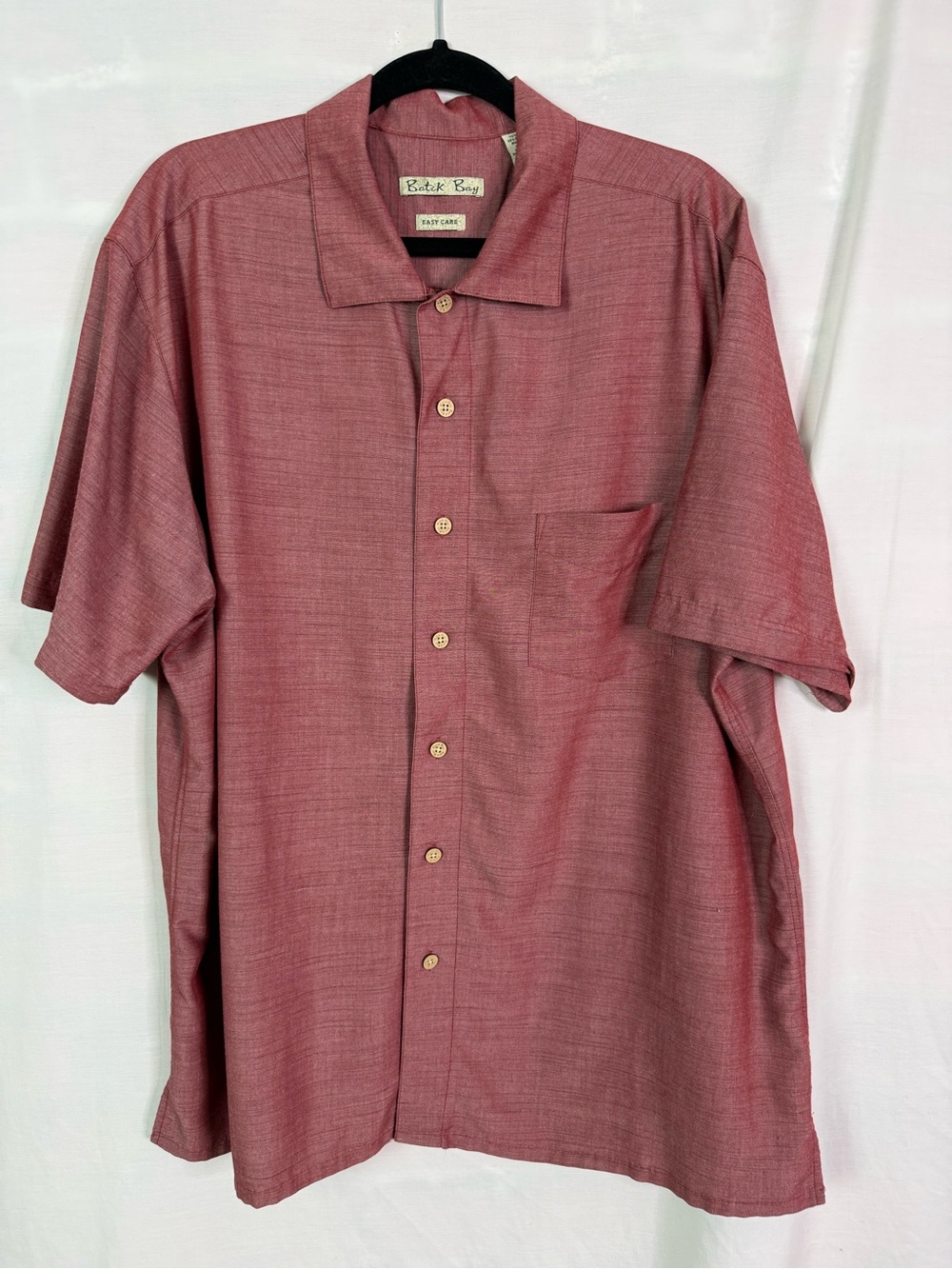 Batik Bay Dark Red Short-Sleeve Button-Up Shirt XXL